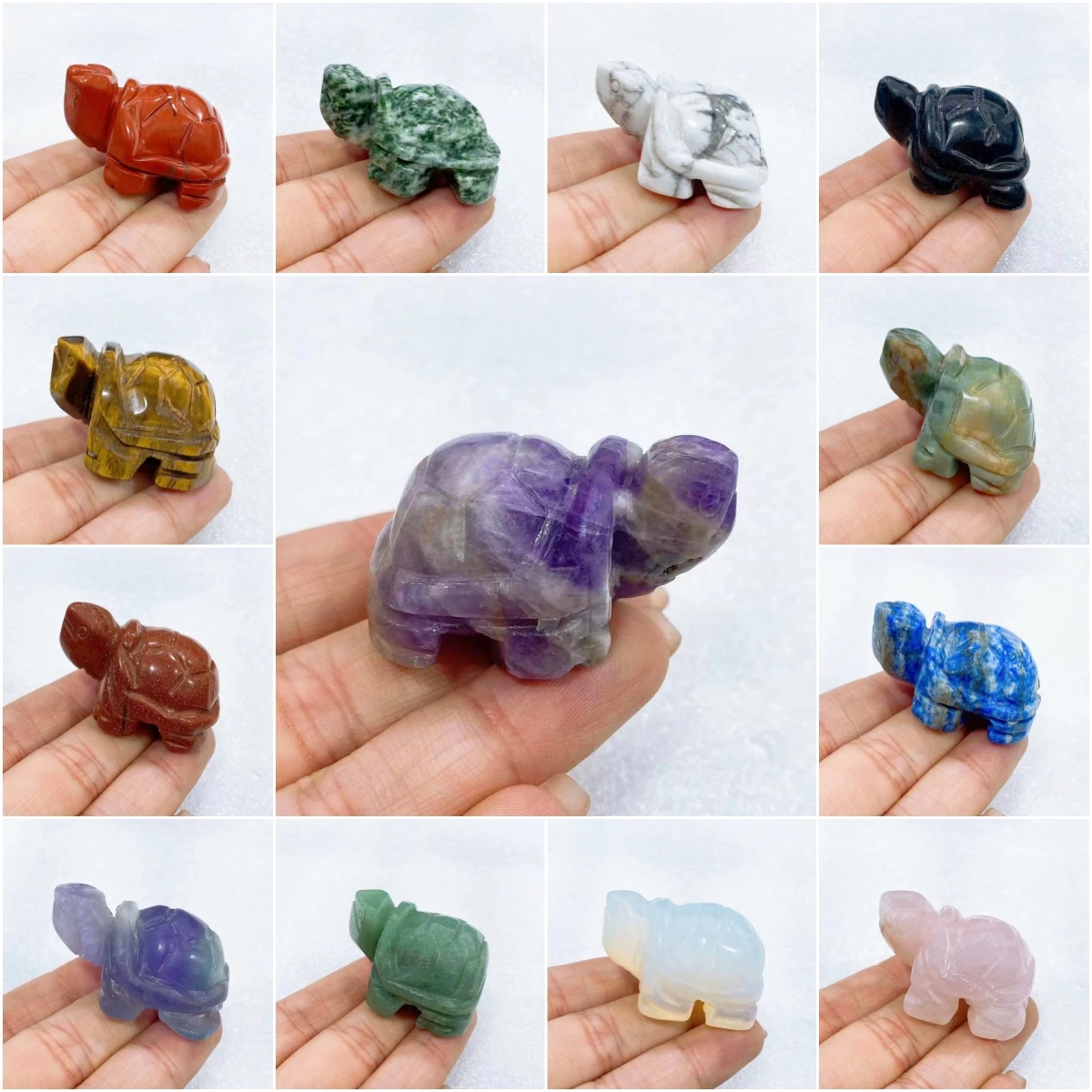 

1.5'' Tortoise Statue Natural Crystal Stone Hand Carved Sea Turtle Figurine Aquarium Accessories Home Decor Ornament Gift