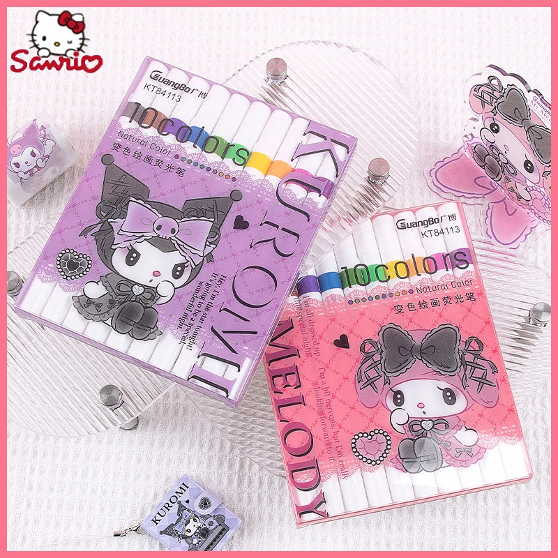 

Мультяшный Sanrio изменяющий цвет картина хайлайтер милый креативный высокий внешний вид письмо гладкий набор канцелярских принадлежностей для студентов