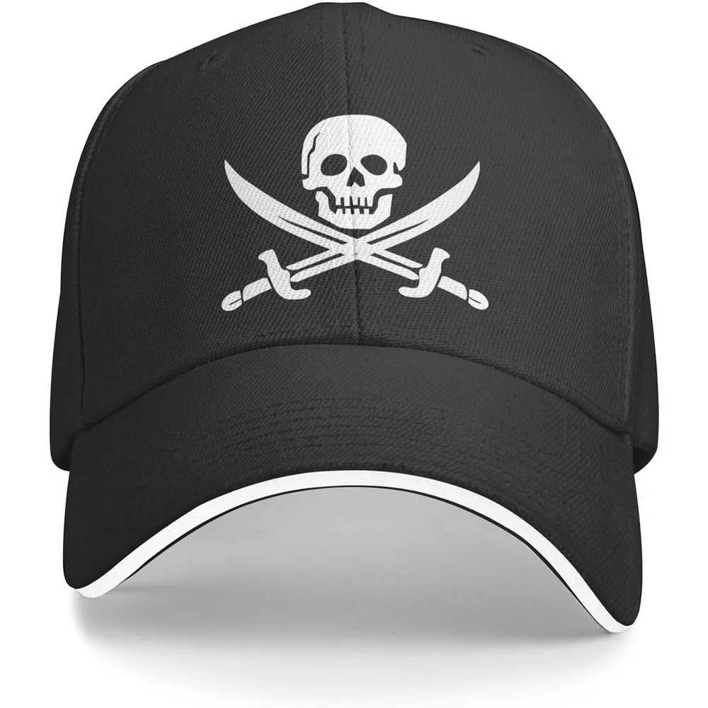 Jolly Roger Pirate Skull Cross Swords Baseball Cap Adult Novelty Polyester Adjustable Casual Golf Hat