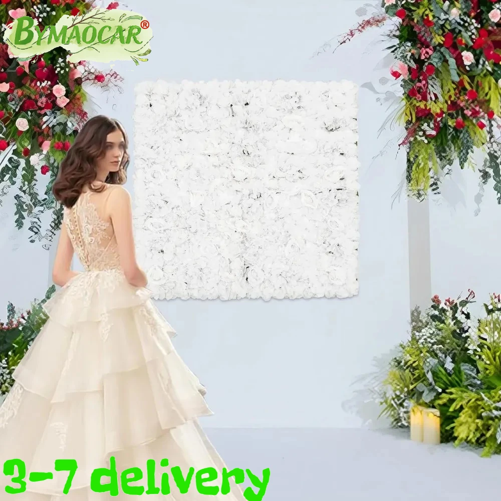 

Fake Flower Wall, Milk White Artificial Flowers Wall Panels 1x1M, Silk Fabric Hydrangea Dahlia Rose, Symbol Love Happiness Reunion, DIY Cuttable 4 Tabs, Wedding Party Home Wall Decor, Waterproof Durable No Fade