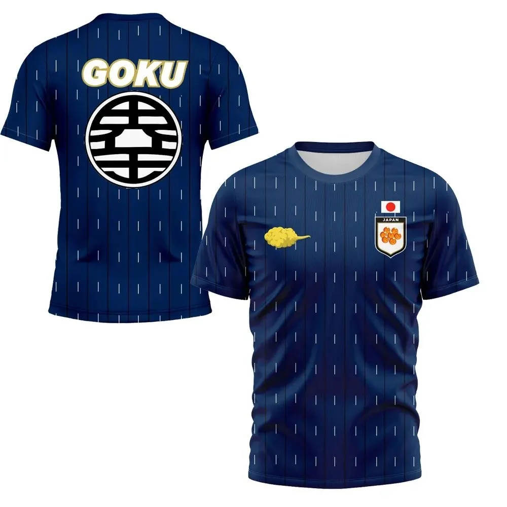 Camiseta estampada 3D de Anime Dragon Ball Goku para hombre con símbolo Kanji y emblema japonés ropa de calle informal