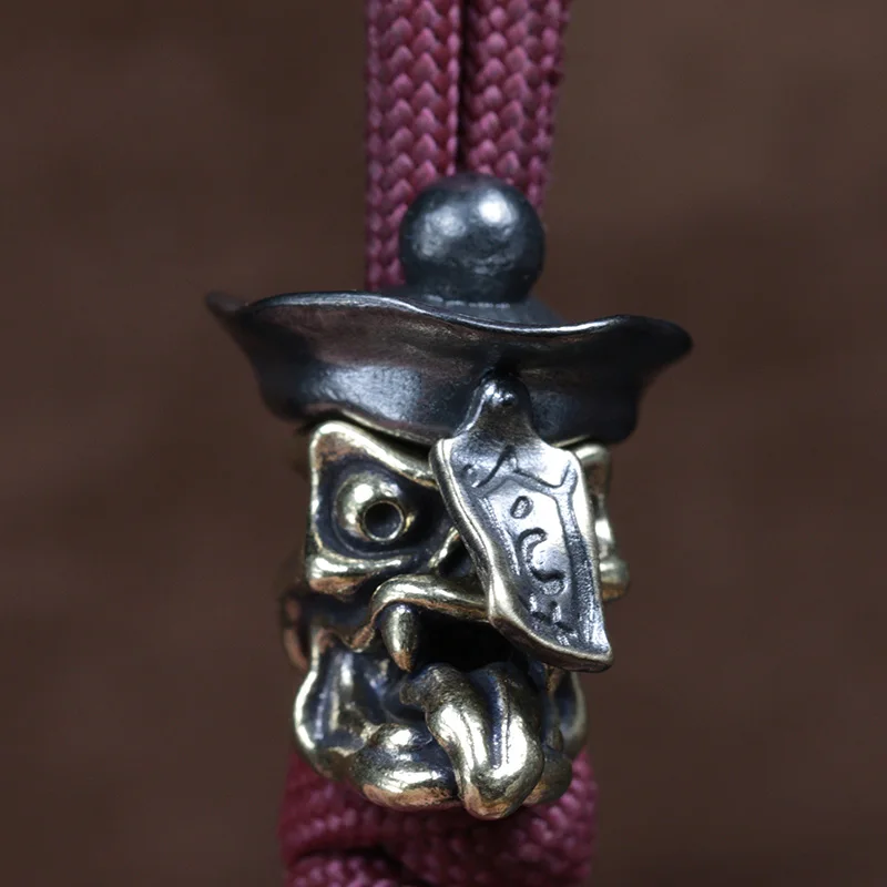 2pcs/set Zombie Skull Brass Knife Bead EDC DIY Paracord Woven Bracelets Lanyard Pendant Accessories Outdoor Tool Hangings Charms