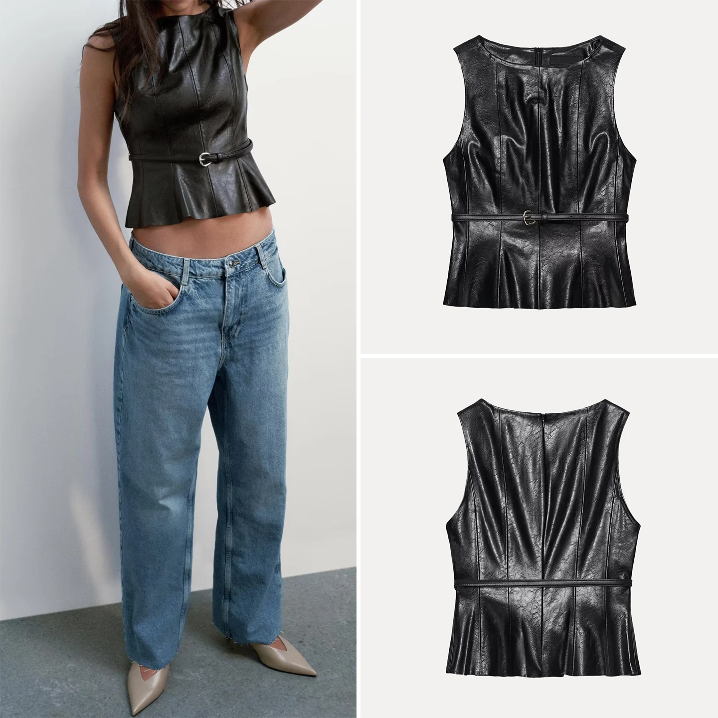 

Z Женский топ с поясом из кожи Faion Personali ort Sle, круглая верхняя одежда из нейлона, осенний сезон, женская одежда