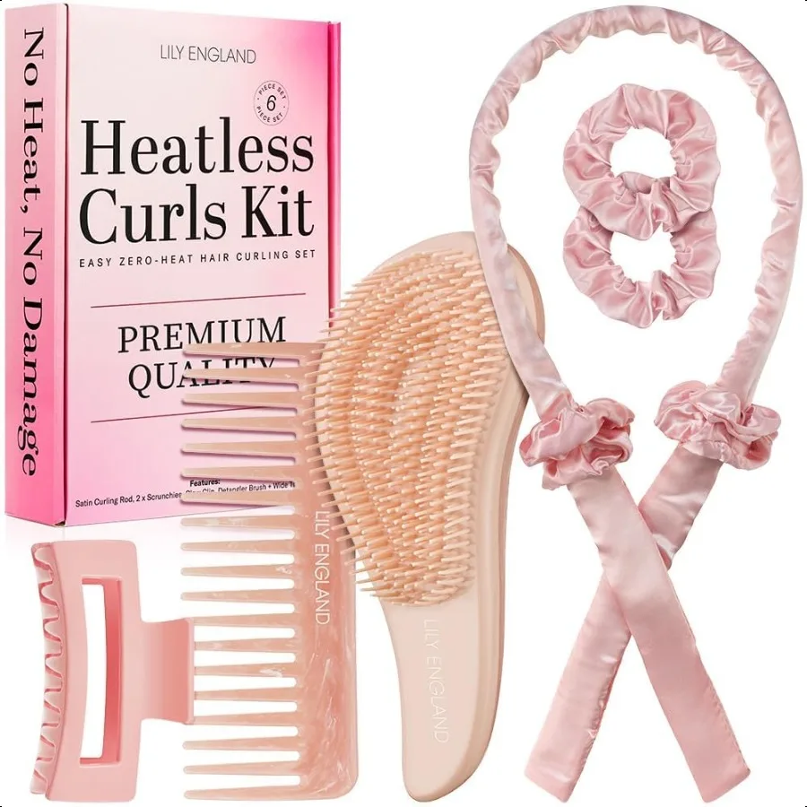

Heatl Hair Curlers to Sleep In No Heat Curling Gift Set Includes Satin Headband Hair Clip Comb 2 Scrunchies Sleek Smooth Overni