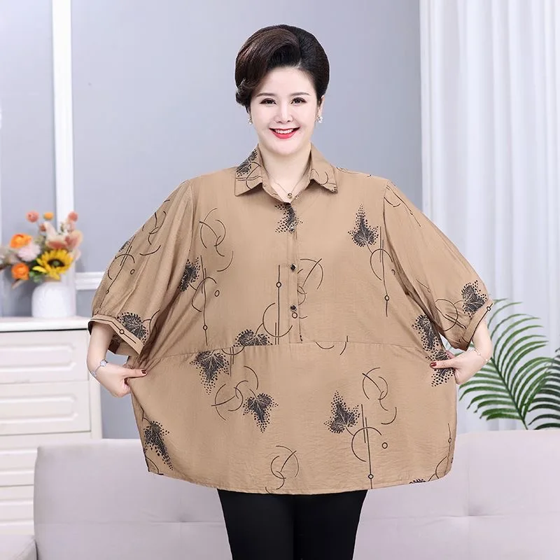 

7XL Big Size Mother's Pullover Shirt Summer New Middle-aged Sleepwear Home Wear Pajamas For Women Fashion Pijama Feminino
