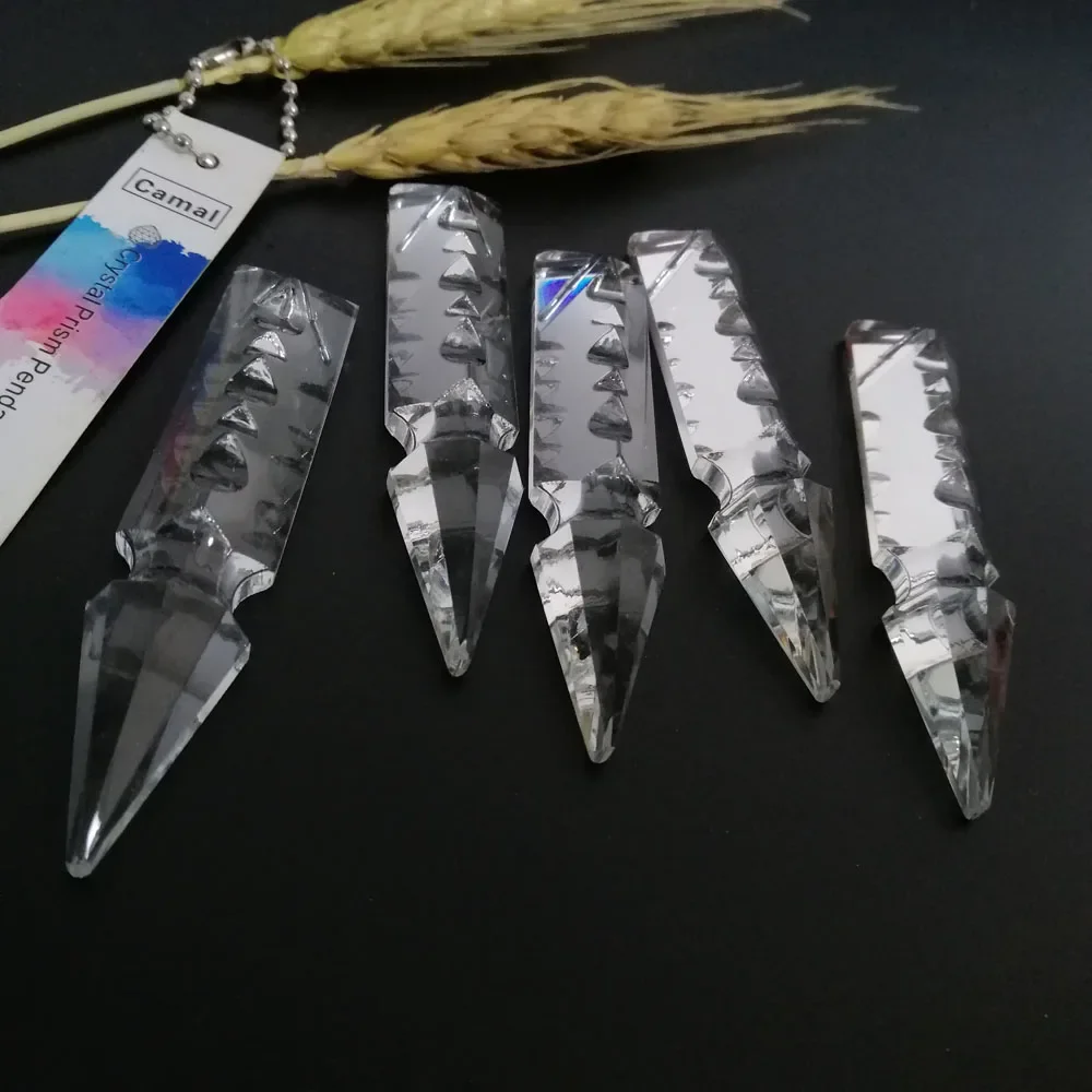 Camal 5pcs Rocket Head 76mmx15mm Drop Crystal Pendant Prism Lamp Lighting Part Hanging Chandelier SunCatcher Wedding Party Decor