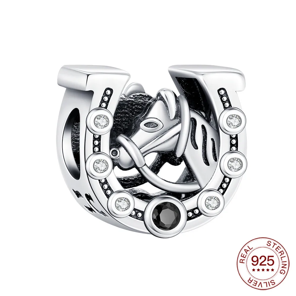 2025 dijes originales de herradura, cuentas de caballo de fuego, cuentas de plata esterlina S925, pulseras aptas Diy para mujeres, joyería fina, regalo de amor