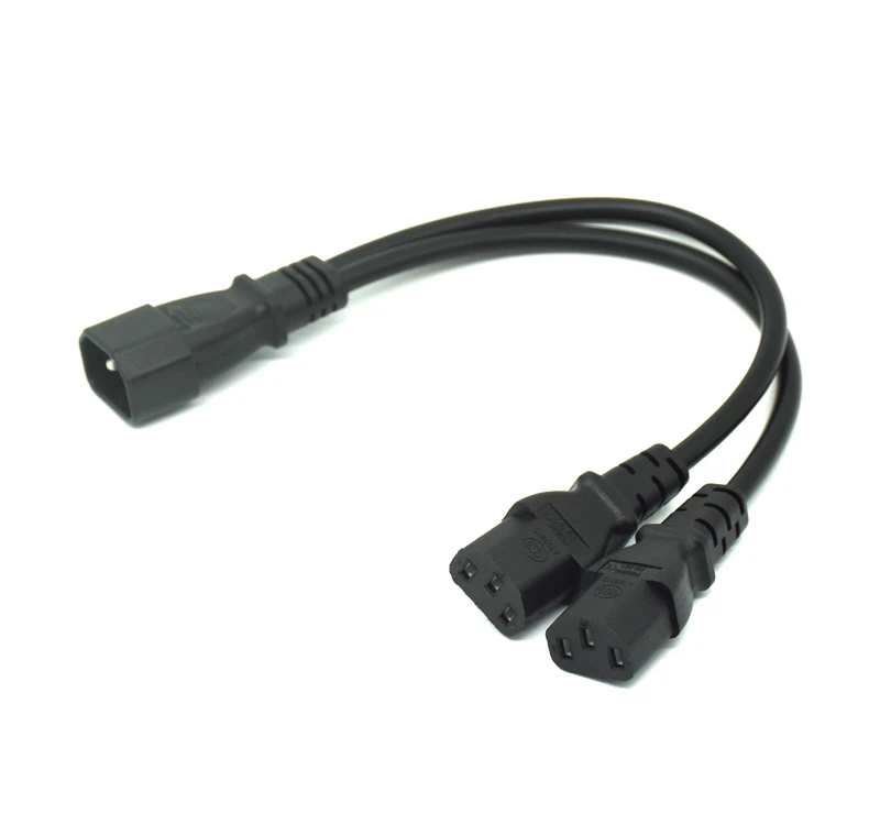 30CM Power Y Type Splitter Adapter Cable Single IEC 320 C14 Male To Dual C13 Female Short Cord For Computer Host Display