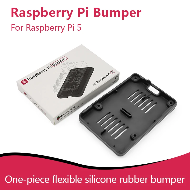 Official Original Raspberry Pi Bumper for Raspberry Pi 5, One-piece Flexible Silicone Rubber Bumper