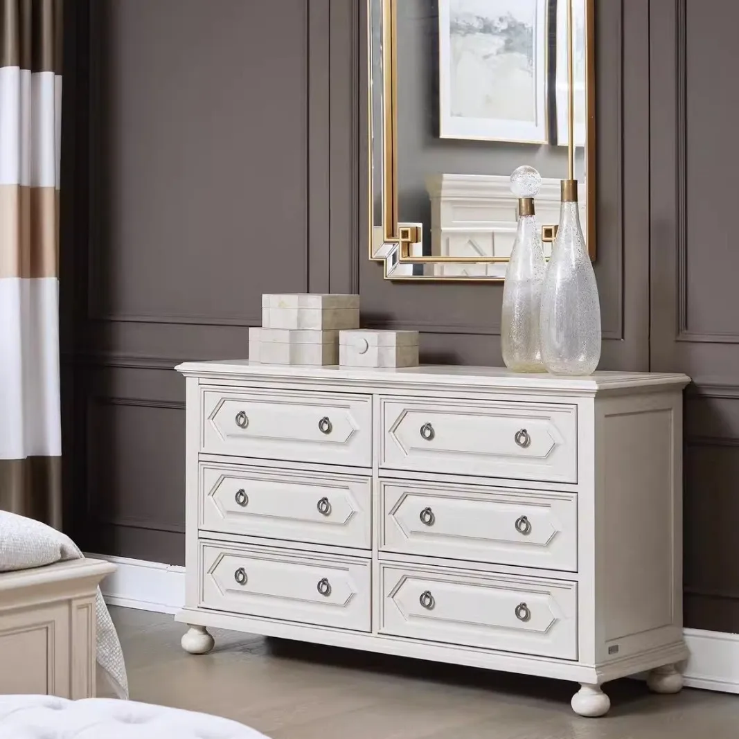 Meuble TV moderne et simple en bois massif d'amérique du nord, meuble TV en chêne à six coffres, vente directe d'usine, meuble de rangement pour salle à manger