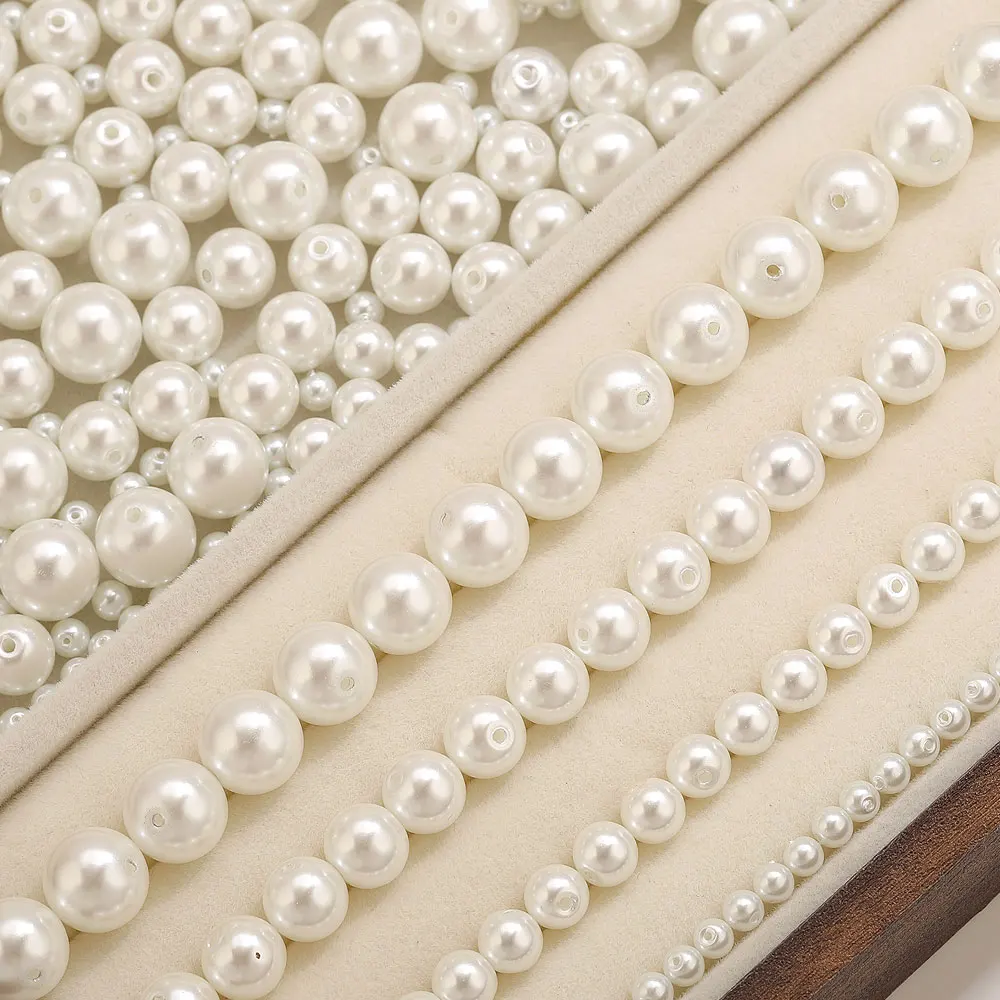 100 pz 4/6/8/10mm Perle D'imitazione di Vetro di Alta Qualità Branelli Allentati Rotondi per il Braccialetto FAI DA TE Collana Orecchino Gioielli Fatti A Mano mestiere