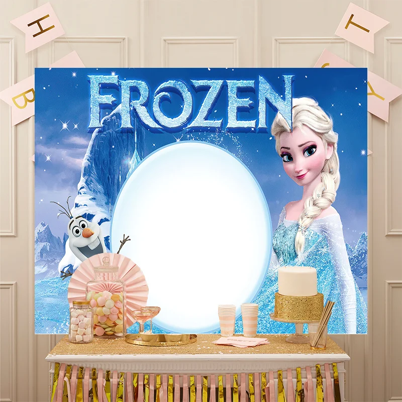 Disney Snowflake Castle Girls Birthday Party Decor Background Backdrop Princess Winter Ice Snow Queen Olaf Elsa Anna Frozen