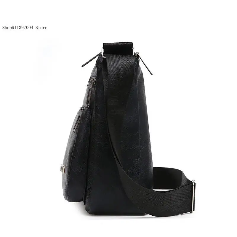 Elegant Minimalist Multi Multi Zipper Compartments Large Capacity Single Shoulder Crossbody Phone Bag for Men