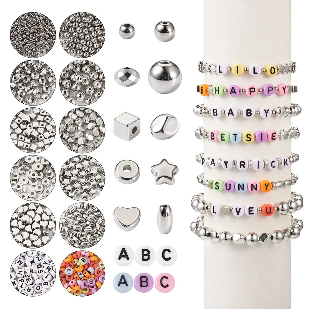 

1550Pcs Mixed Shape ABS & CCB Plastic Beads Opaque Acrylic Loose Spacer Beads for Bracelet Earrings Jewelry DIY Making Kit