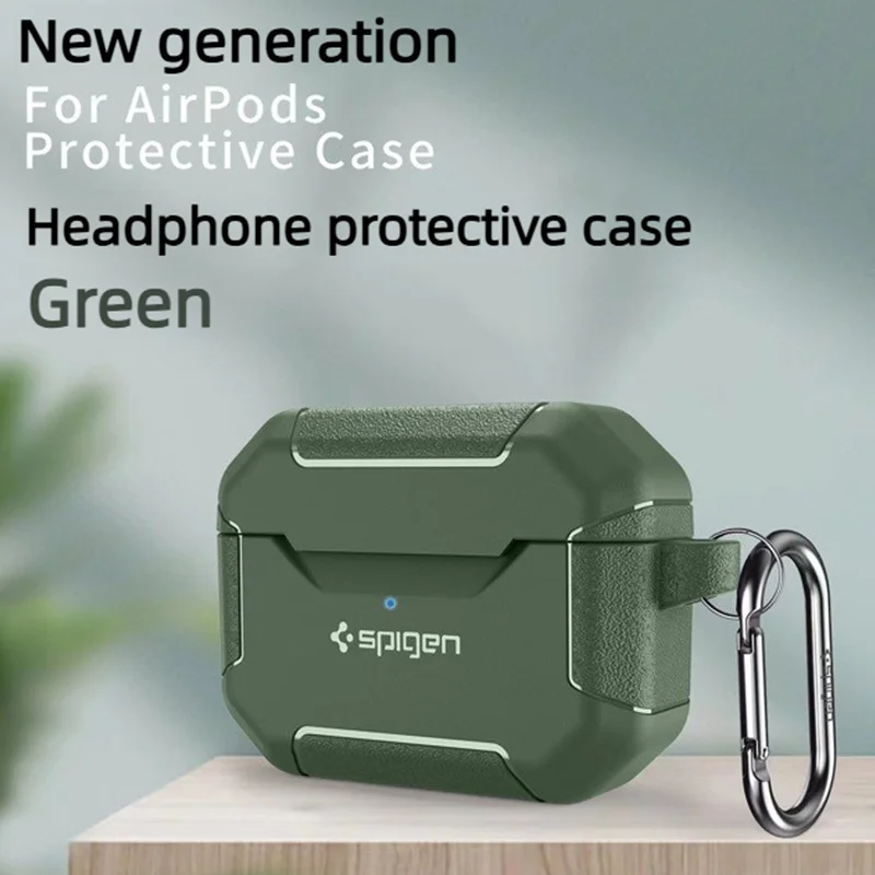Spigen Leather Armor Silicone Case For Airpods Pro 2 For Airpods Pro 3 Airpods 4 3 Case Luxury TPU Soft All Inclusive Case