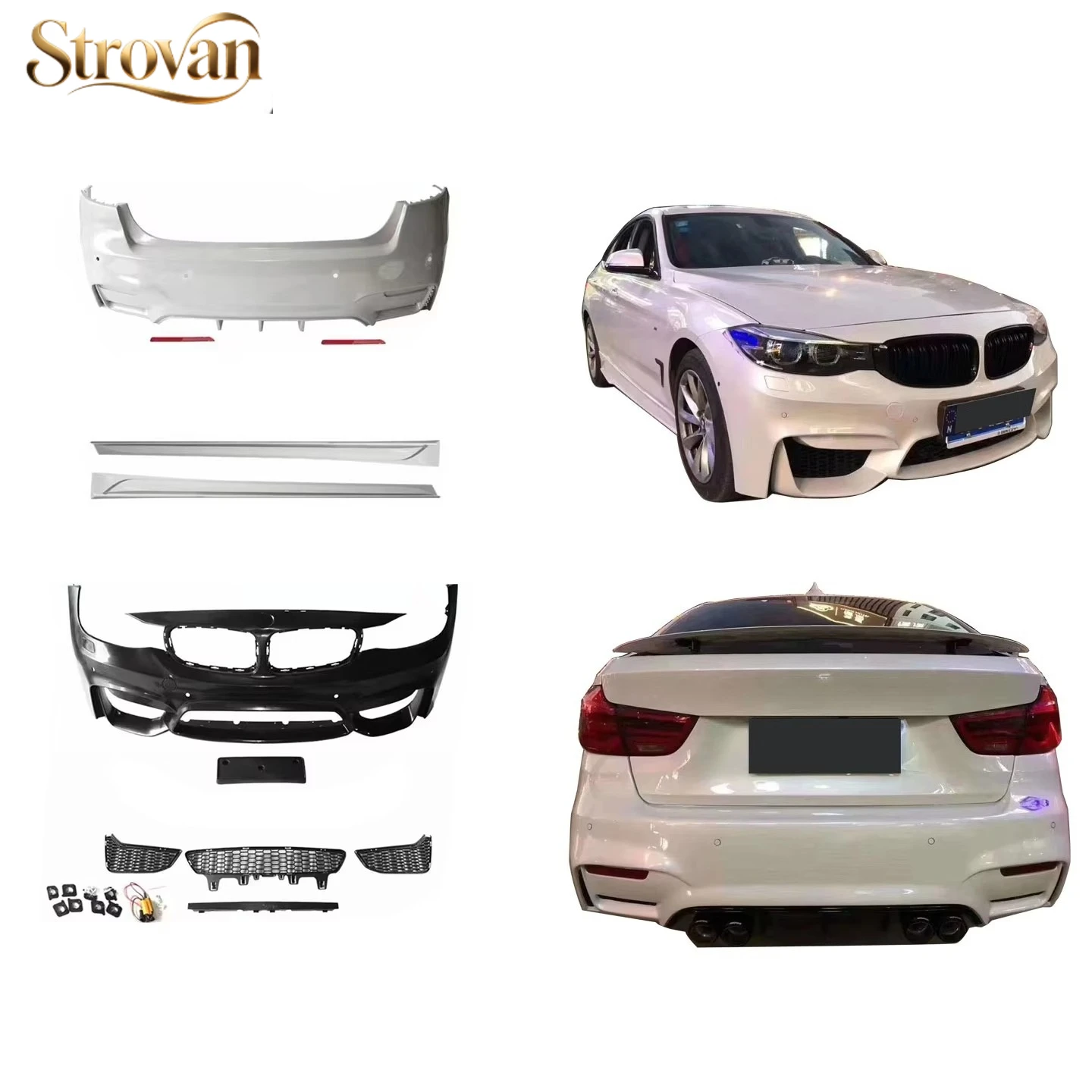 

STRO Car Bumper for 2013-2018 3-series GT F34 Upgrade M4 Body Kit Front Bumper Side Skirt Rear Bumper
