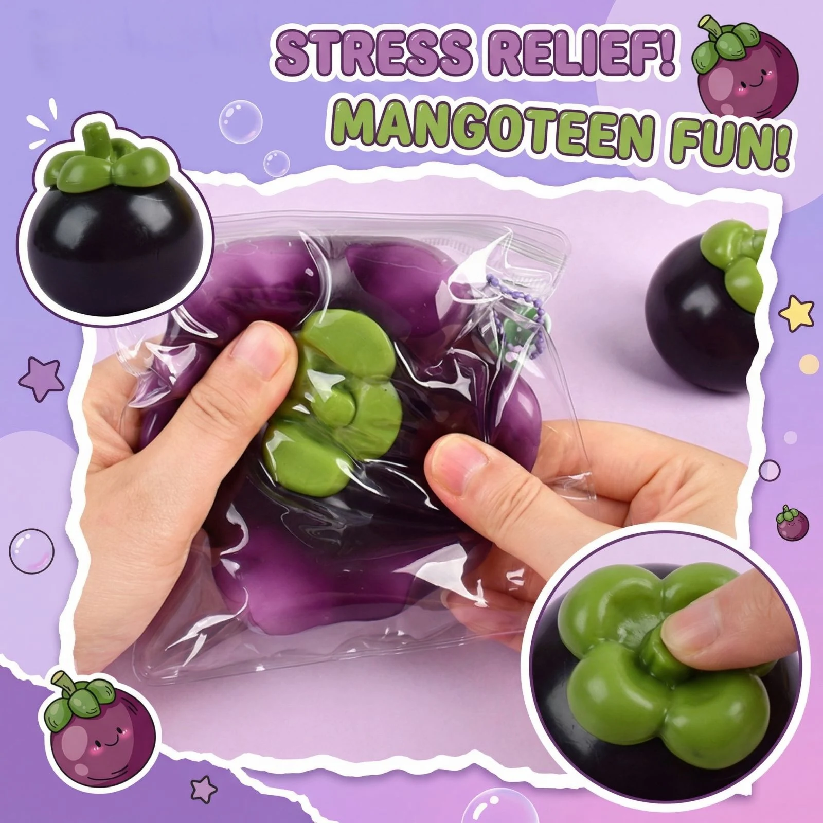 Simuliertes Mangostan-Quetschspielzeug, langsam aufsteigendes Anti-Stress-Frucht-Fidget-Spielzeug, neues Stressball-Spielzeug, Geburtstags- und Feiertagsgeschenk