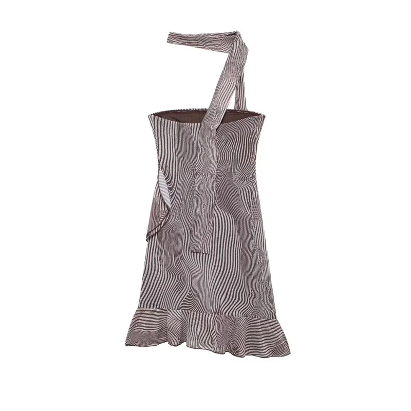 

Summer Women's Printed Halter Mini Dress 2024 New Sleeveless Backless Plunge A-line Dress Sexy Elegant Chic Party Dresses