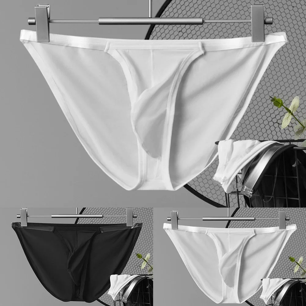 Sexy masculino malha fina bolsa cintura baixa sexy respiração briefs ultra-fino transparente roupa interior altura corte biquíni lingerie calcinha erótica