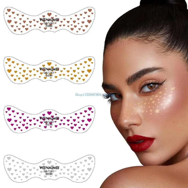 

N7YF Glitter Freckles Temporary Face Tattooed 4 Sheets Face Glitter Makeup Speckles,Sparkles Makeup Patches for Women Girls