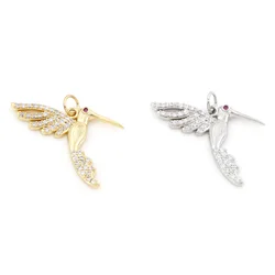 1PC Copper Micro Pave Charms Multicolor Bird Clear Red Cubic Zirconia Pendant DIY Necklace Bracelets Jewelry Findings 26mmx25mm