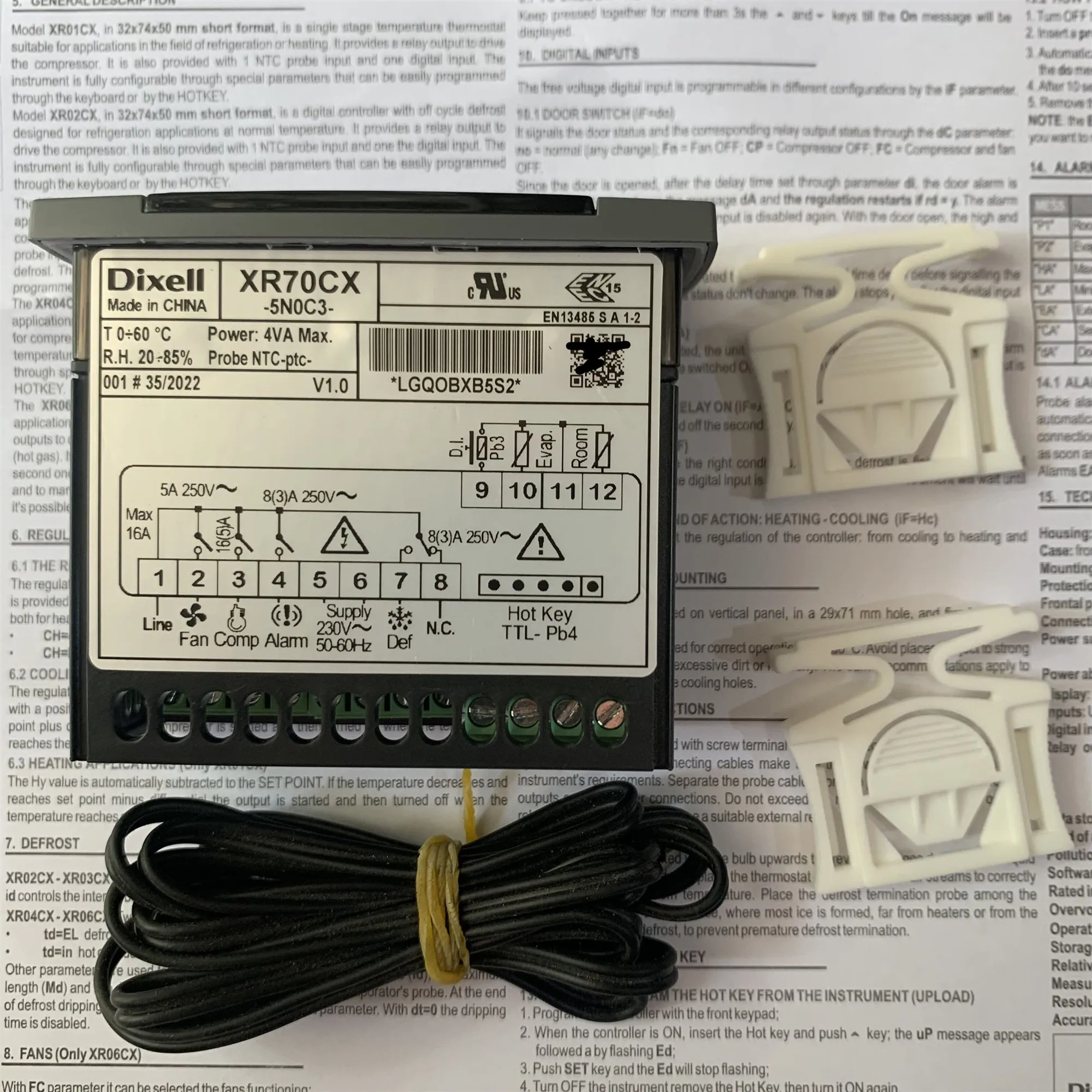 DIXELL Electronic Controller XR70CX-5N0C3 Mounting Measurements  230V 20 A Voltage AC Refrigerator Control Panel