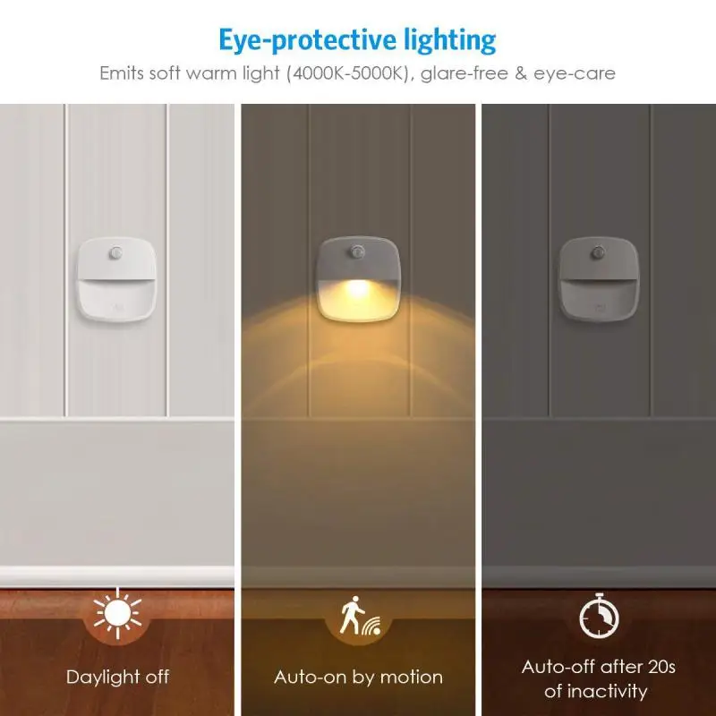 LED Night Light Plug In Motion Sensor Lamp Wireless Sensor Light Corridor Closet Stair Room Lamps for Bedroom Cabinet Lamp