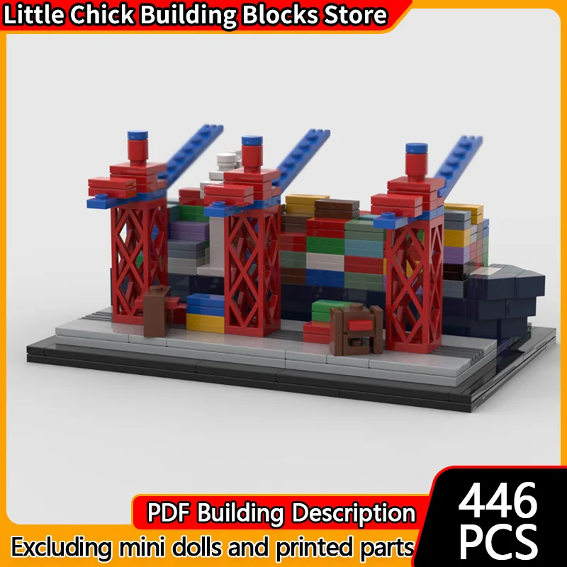 

Модель City Street View MOC, строительные кирпичи, контейнерный терминал, модульная технология, детские праздничные подарки, сборные игрушки, костюм