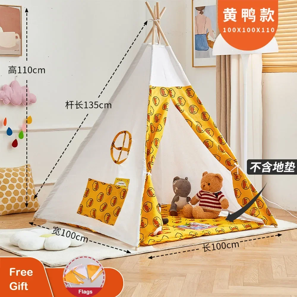 Children\'s Tent Teepee Tent for Kids Portable Tipi Infantil House for Kids Play House Kids Tents LED Lights Decoration Carpet