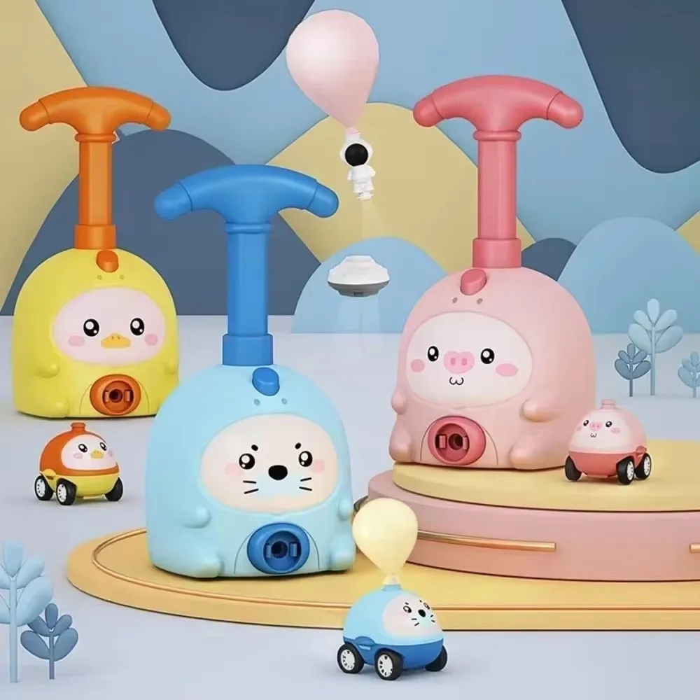 Inertial Air Power Balloon Car Toy for Boys And Girls Animal Themed Seal Duck And Pig Balloon Launcher Educational Science Toy