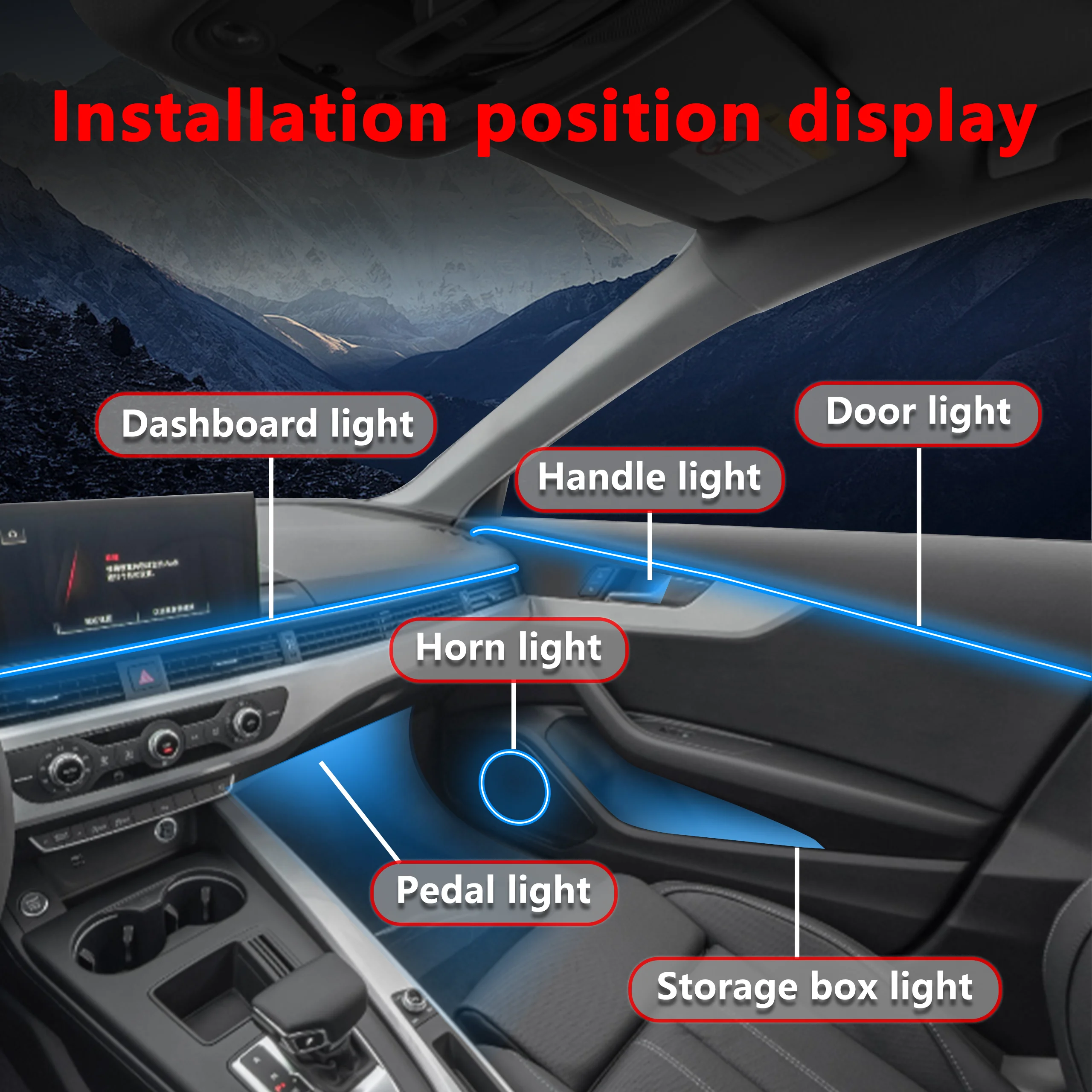 لبنز S-Class W221 بولمان فاخر الشبح تصميم الاكريليك مركبة الداخلية شرائط الإضاءة المحيطة RGB التفاعل الصوتي