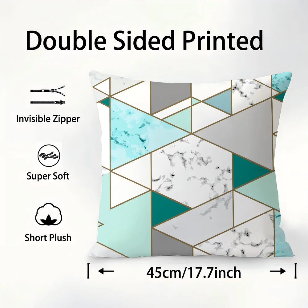 Gold Geometric Marble Pillow Case Sofa Decorative Home Double-sided Printing Short Plush Cushion Cover Throw Pillow Cover Gifts