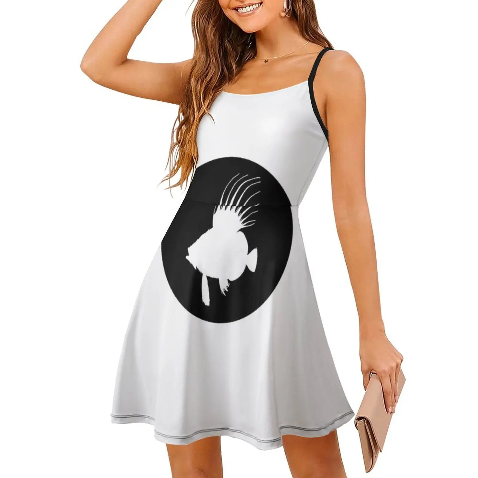 فستان قصير على طراز Dory Fish Preppy للنساء على شكل حرف a فضفاض مناسب فستان يوم غير رسمي فن ساحلي صور ساحلية للسيدات #3