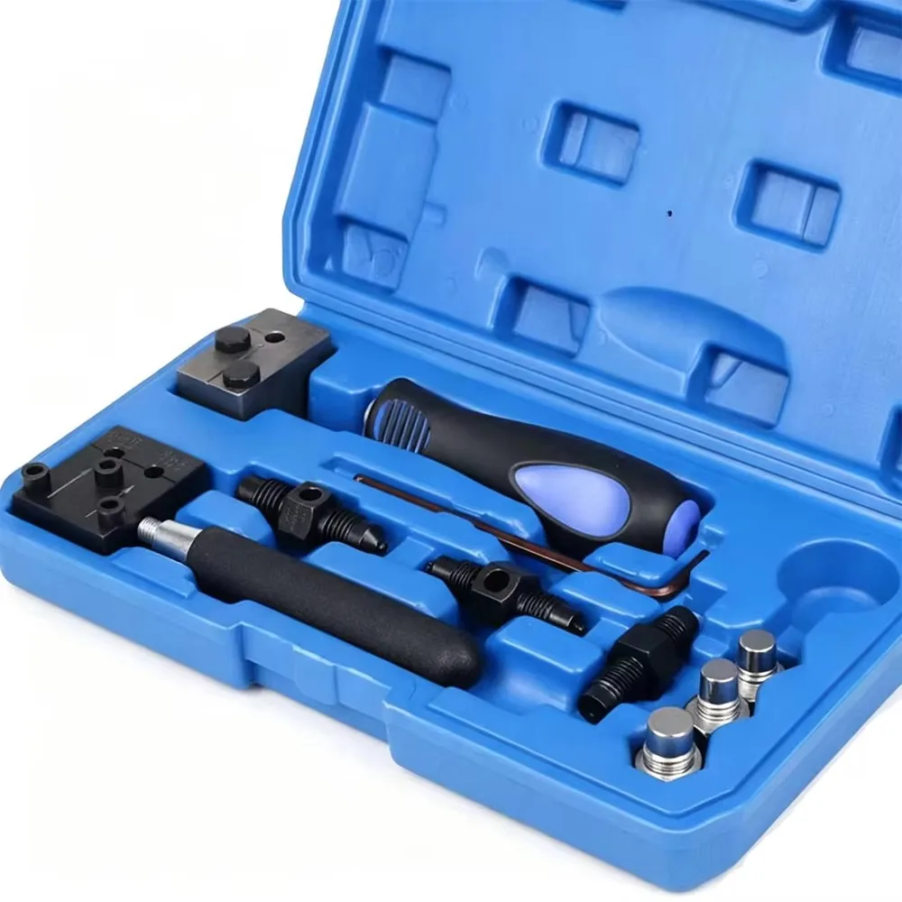 

Kit Herramientas para Abocardar Líneas Freno Doble Abocardado, 11 Piezas, Crea Abocardados a Prueba Fugas para Tuber