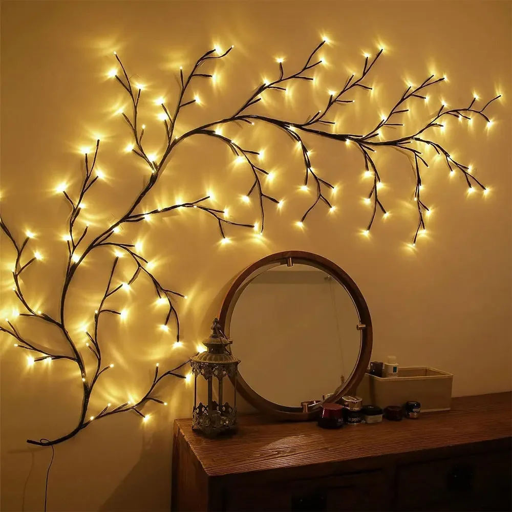 

Willow Vine Lights For Room Decor 1.8m/5.9Ft Christmas Decorations Indoor Home Decor Artificial Plants Tree Branches 96 LEDs