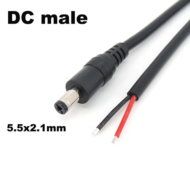 18 cm 18awg 7A DC Männlich Weiblich Netzteil Stecker Kabel 5,5x2,1mm 5,5x2,5mm Kupfer kabel Für LED Streifen licht Kamera 2,1mm 2,5mm – Detail 2