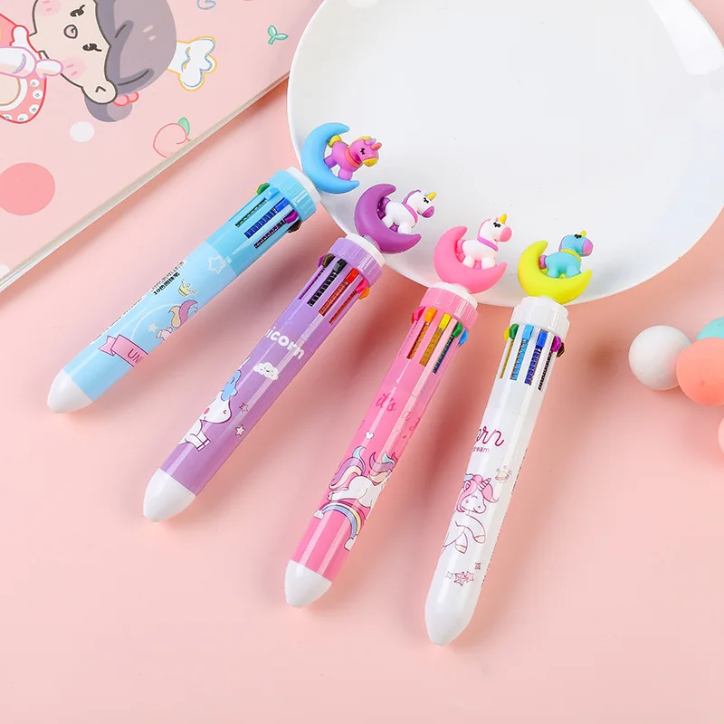 Random 1pc Kawaii Cute Animal Cartoon Ballpoint Pen 19 Types School Office Supply Stationery 10 Multicolored Pen Colorful Refill