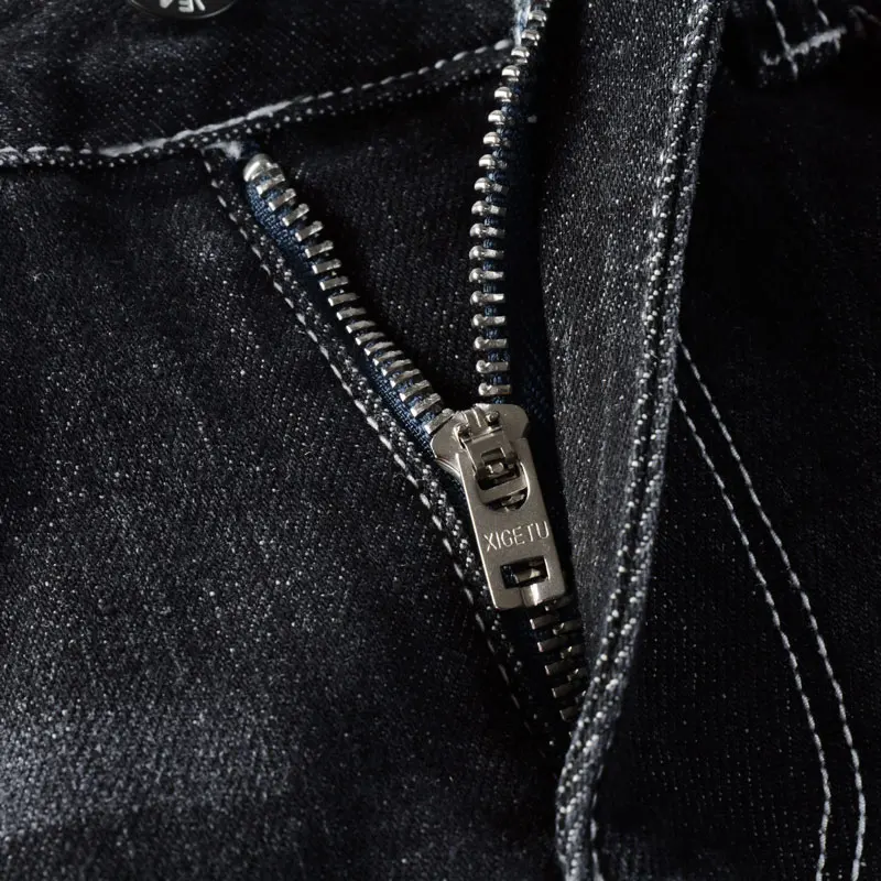 Fashion Vintage Men Jeans High Quality Retro Black Gray Elastic Slim Fit Designer Jeans Men Italian Style Denim Pants Hombre