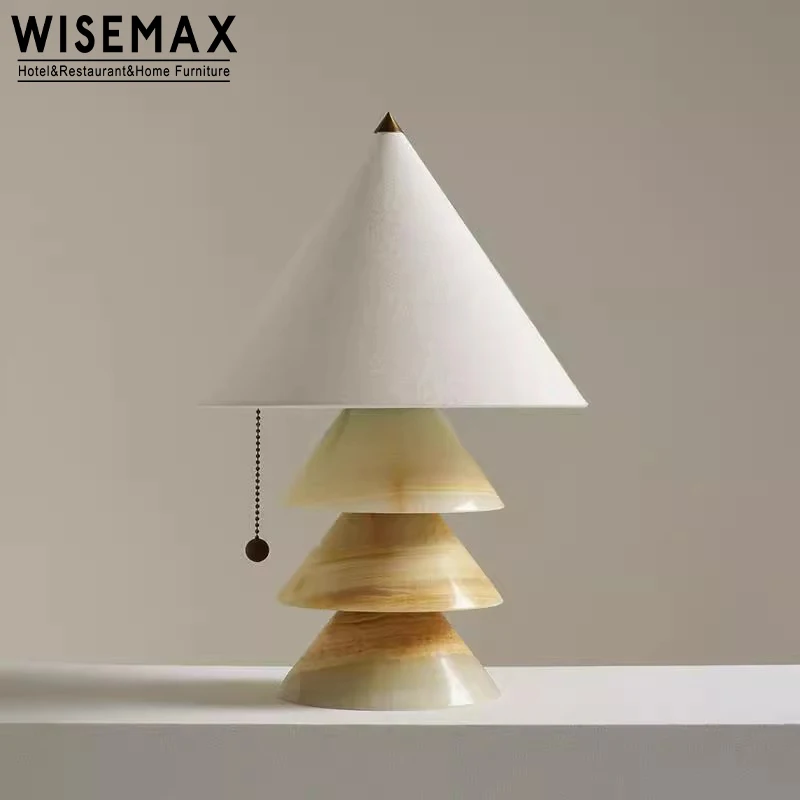 

WISEMAX FURNITURE Italian Minimalist Living Room Decorative Desk Lamp Bedroom Marble Base Table Lamp for Hotel Home Decor