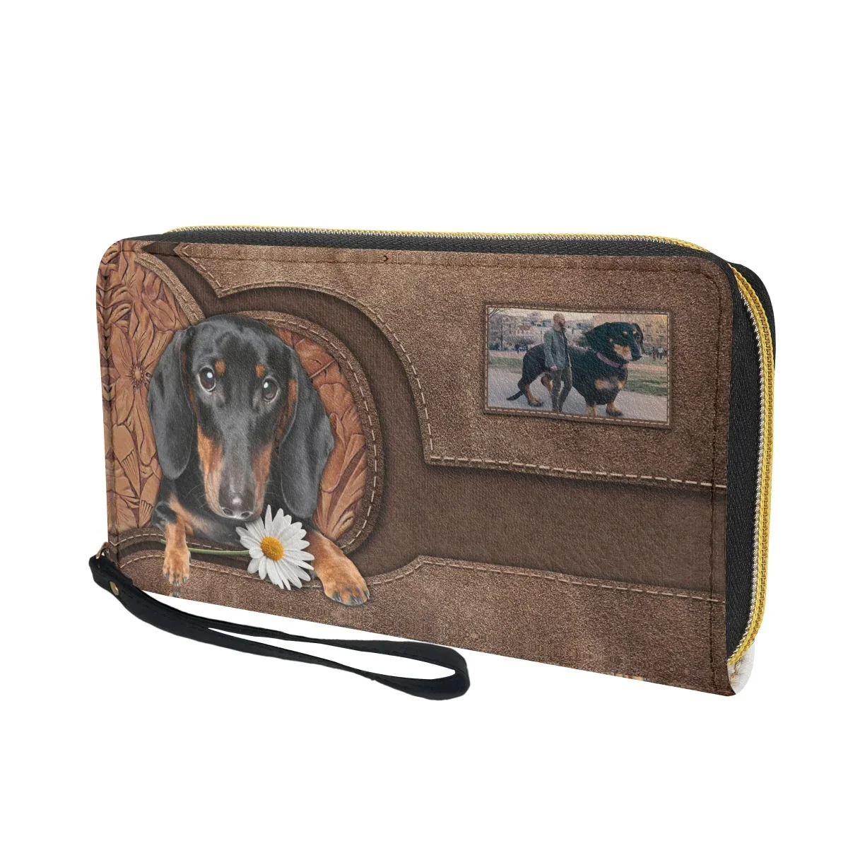 Personalized Dachshund Clutch Purse for Women Dog Lovers Gift Custom Name DIY Photo Hand Strap Purse Pets Memorial Day Wallets