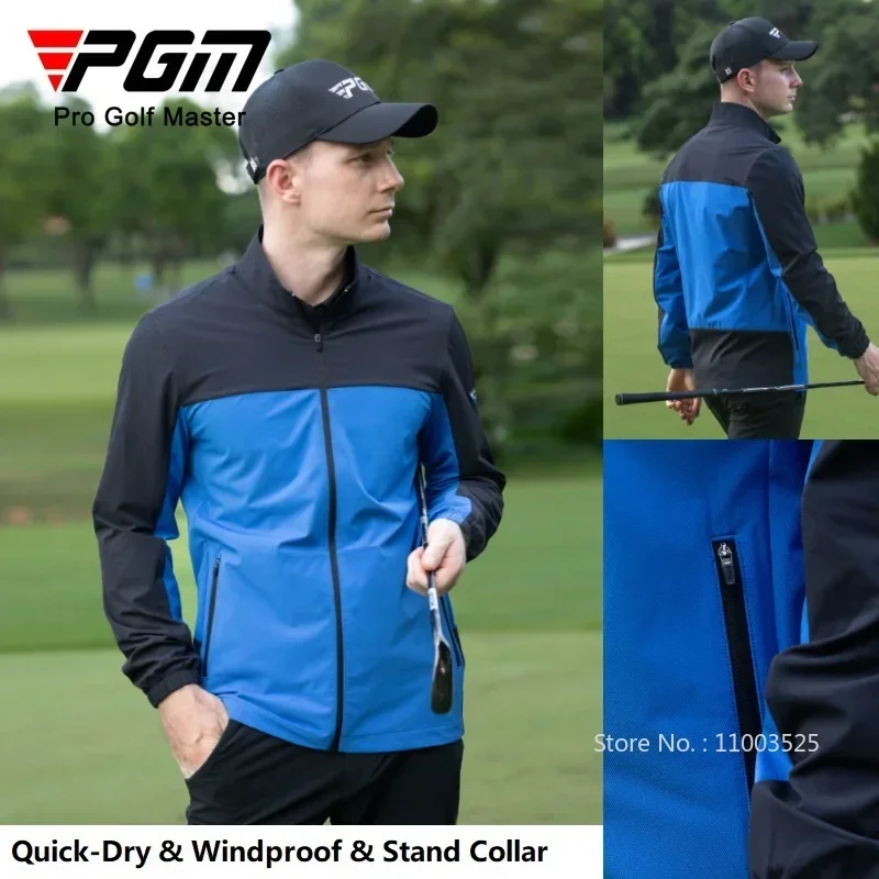 Pgm Men\'s Zipper Patchwork Sweatshirt Sport Outdoor Golf Jackets Male Casual Windproof Thin Golf Coat Quick-Dry Windbreakers