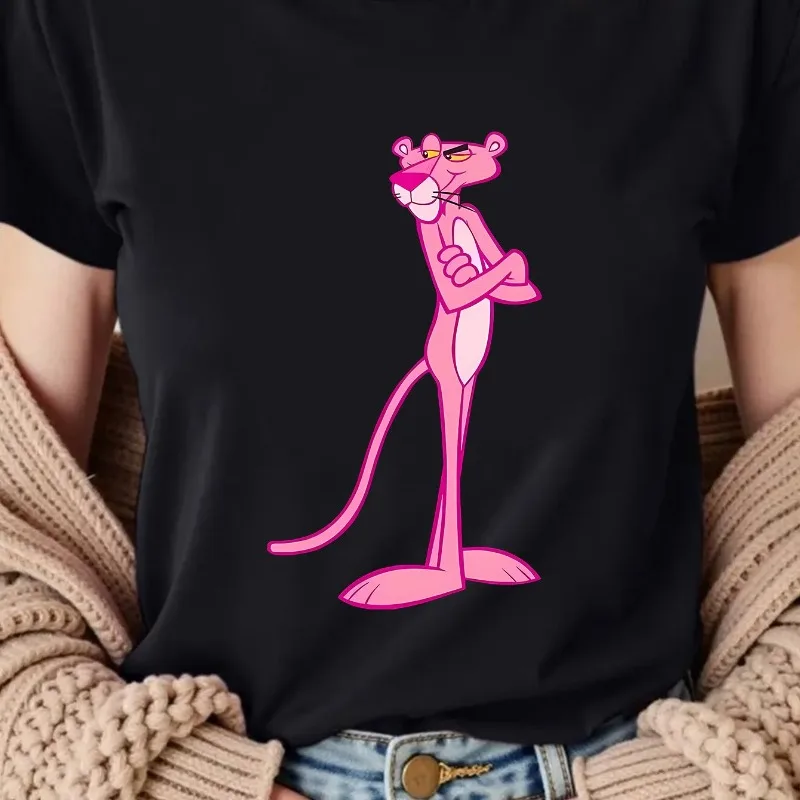 الوردي النمر الكرتون قميص مطبوع للنساء سانريو قصيرة الأكمام فضفاضة رداء علوي غير رسمي النمط الياباني تنوعا قصيرة الأكمام بلوزة