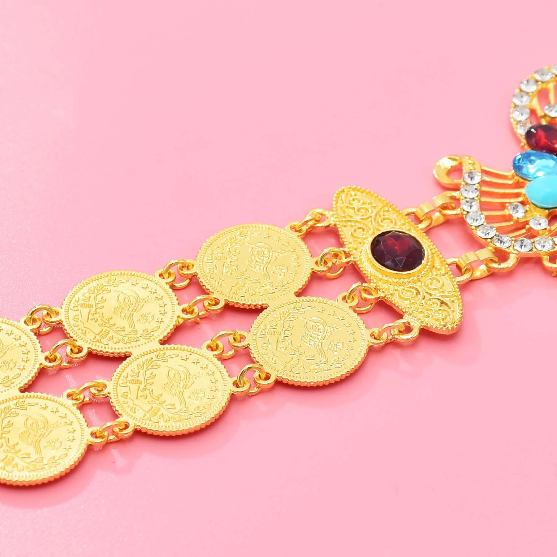 Retro Fashion Crystal Flower Coins Long Tassel Ethnic Belly Chains Gold Color Bohemian Beach Party Belts Sexy Metal Body Jewelry