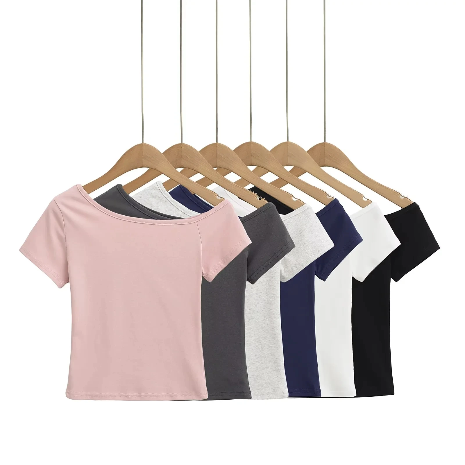 

Sexy Spicy ort Sve T-irt Women's Summer Design Slim Fit oulder Bared ort Sle Top Pure Color European Sle