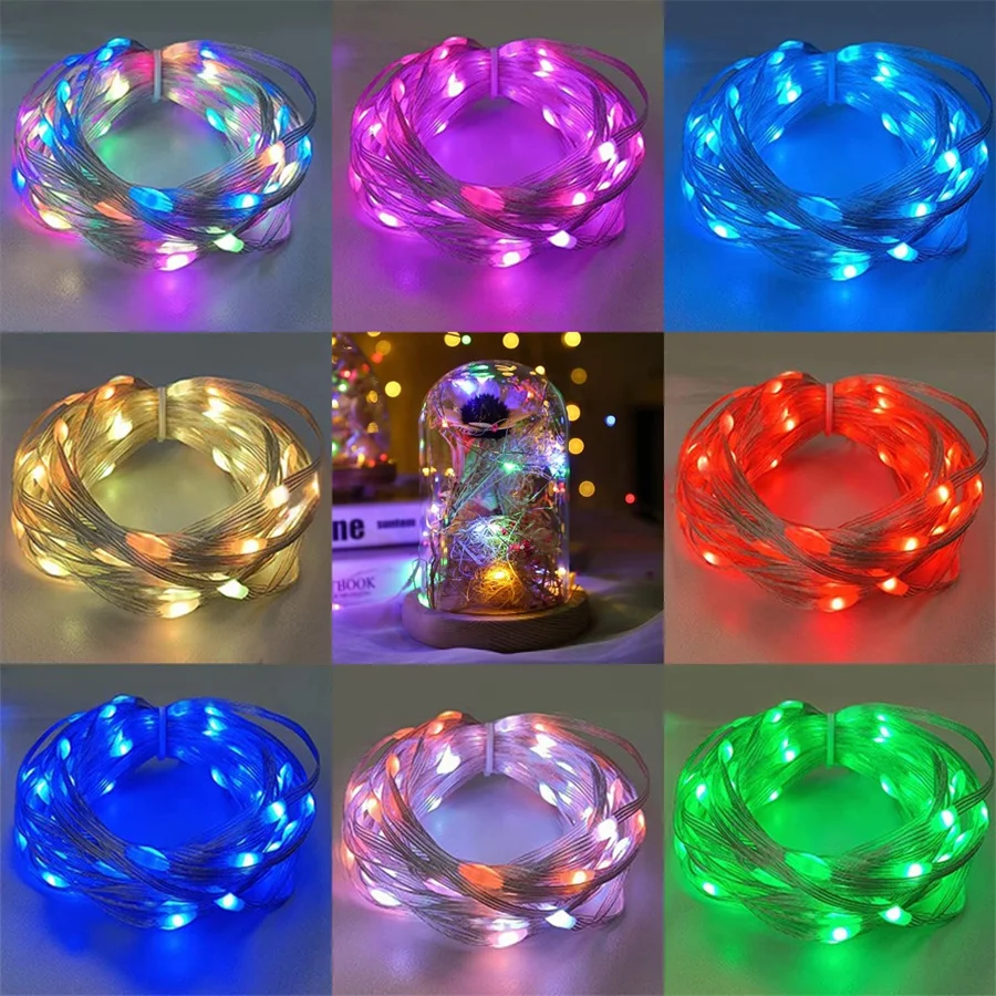 Upgraded 20M 200LEDs Smart BT RGB Fairy Lights USB Remote Christmas Tree Garland String Lights for Holiday Party New Year Decor