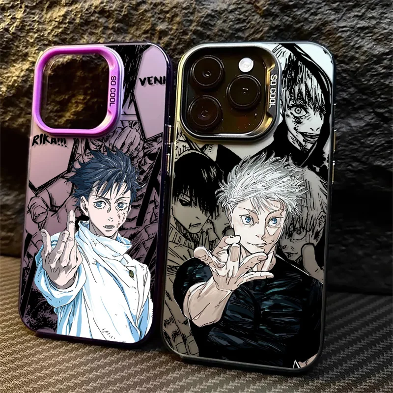 Jujutsu Kaisen Gojo Yuta For Apple iPhone 15 14 13 12 11 Pro MAX XR Colored Silver Plated Inside Phone Case Cover