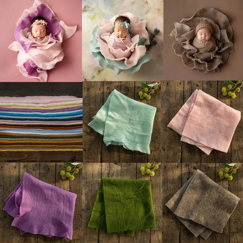 

❤️Newborn Photography Accessories 50x50cm Wool Felt Blanket Studio Baby Photo Props Accessory Flower Wrap Decorative Fotografia