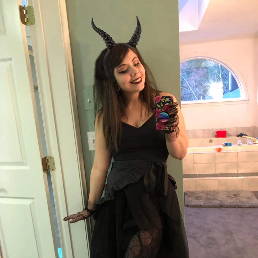 ที่คาดผมรูปเขาแกะปีศาจคอสเพลย์สัตว์โกธิคสำหรับผู้หญิงเครื่องประดับศีรษะสำหรับงานปาร์ตี้เทศกาลฮาโลวีนของขวัญเครื่องประดับชุด