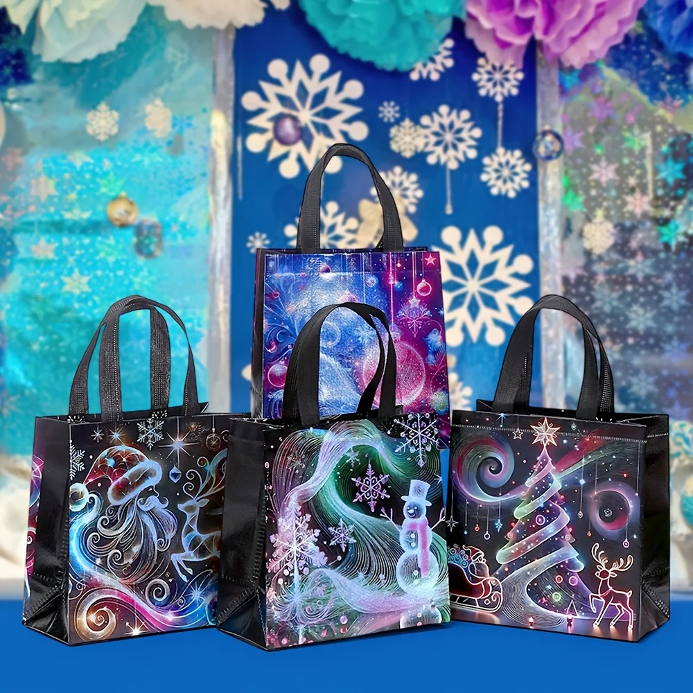 Christmas Laser Gift Bag Party Decoration Gift Bag Non-Woven Gift Bags Suitable For Christmas Party Decoration Family Gatherings