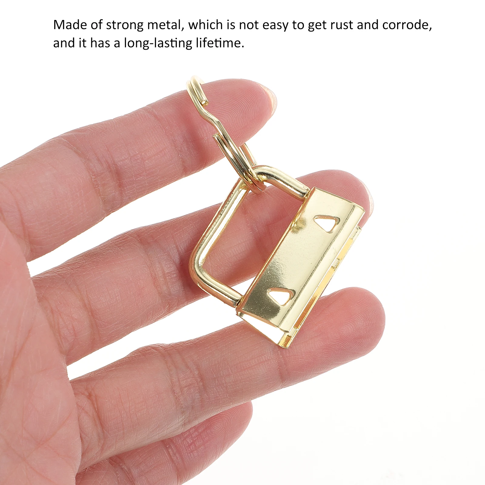 

50 Pcs Webbing Clamps Clips Key Chain Hardware Lanyard Gold Wrist Straps Fob Metal Wristlet Durable Anti Rust For Belts Bags